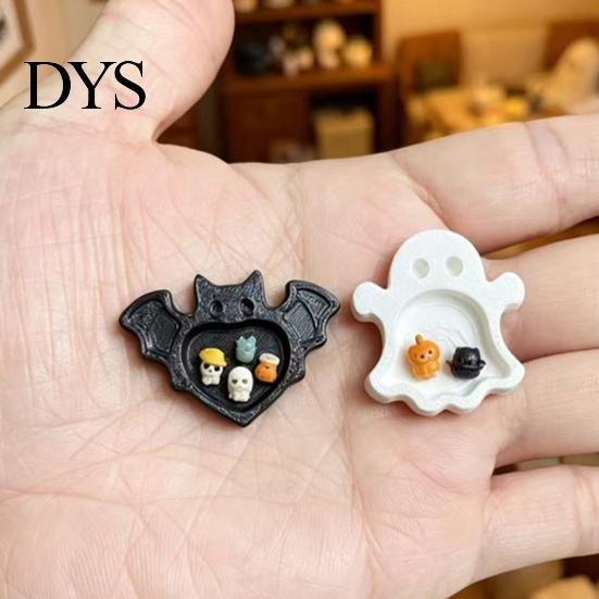 Halloween Scene Construction Miniature Bat Ghost Tray for Dollhouse, 3D Printed Diorama Props, Landscape Supplies Tabletop Decor Accessories Blind Box