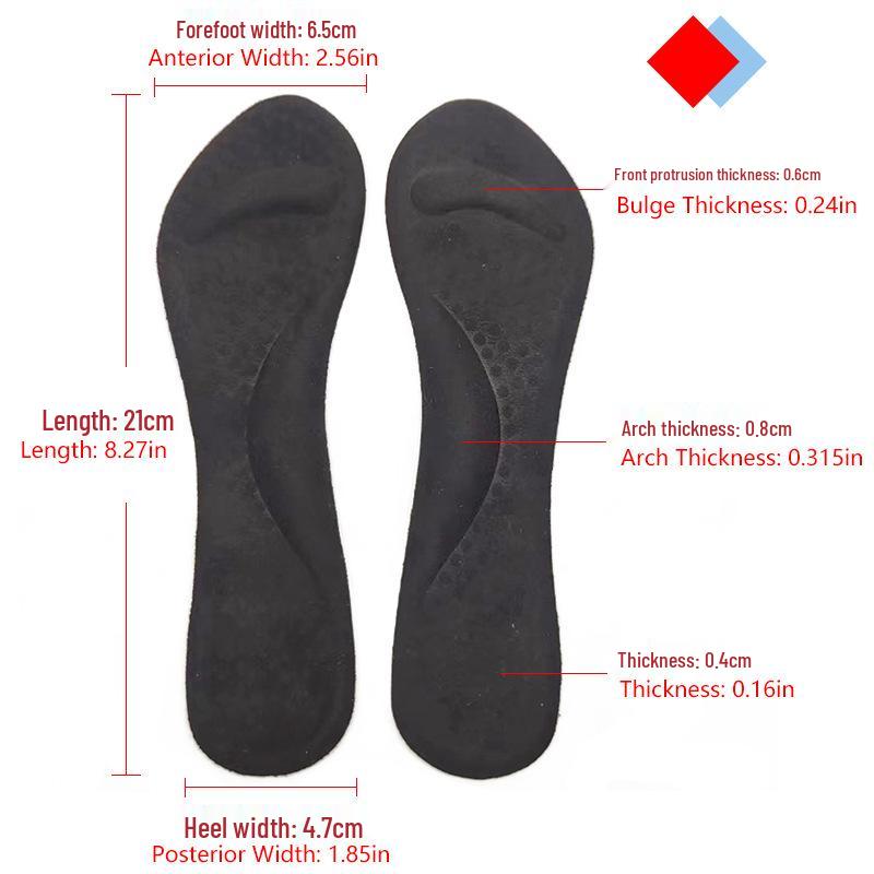 PU Women's High Heel Silicone Insole - Arch Support, Shock Absorption, Sweat-Wicking, Warmth, 3/4 Length