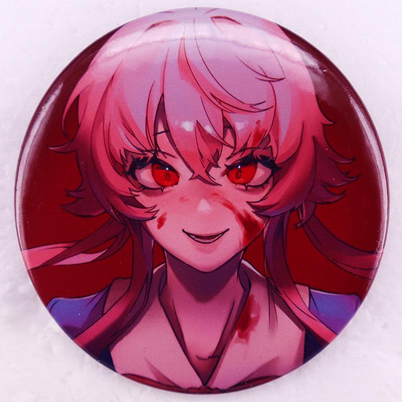 Future Diary Yuno Gasai Tinplate Brooch белый