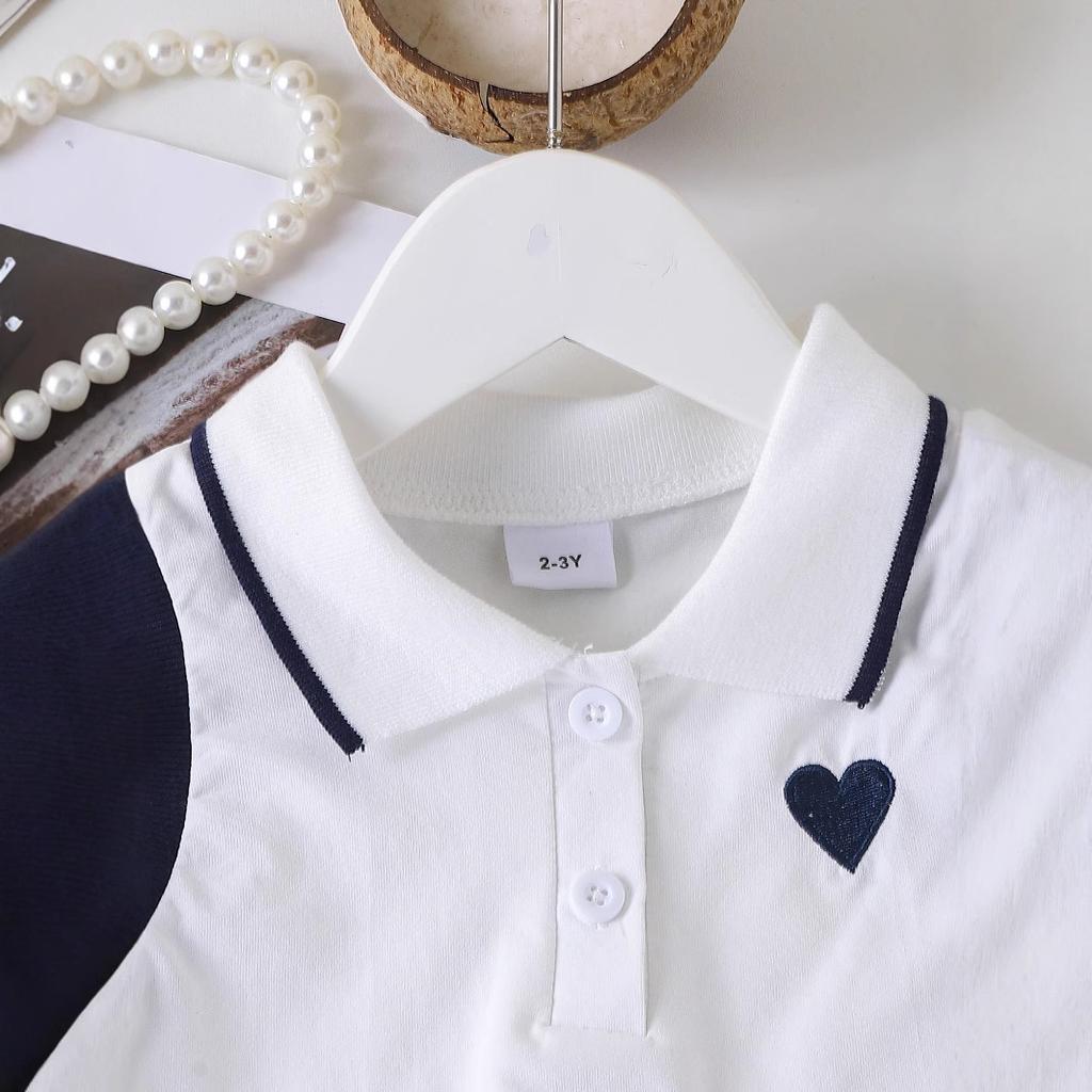 Girls' Fashion Set: Summer Children's POLp-neck Sleeveless Top + Pleated Skirt Two-piece Set