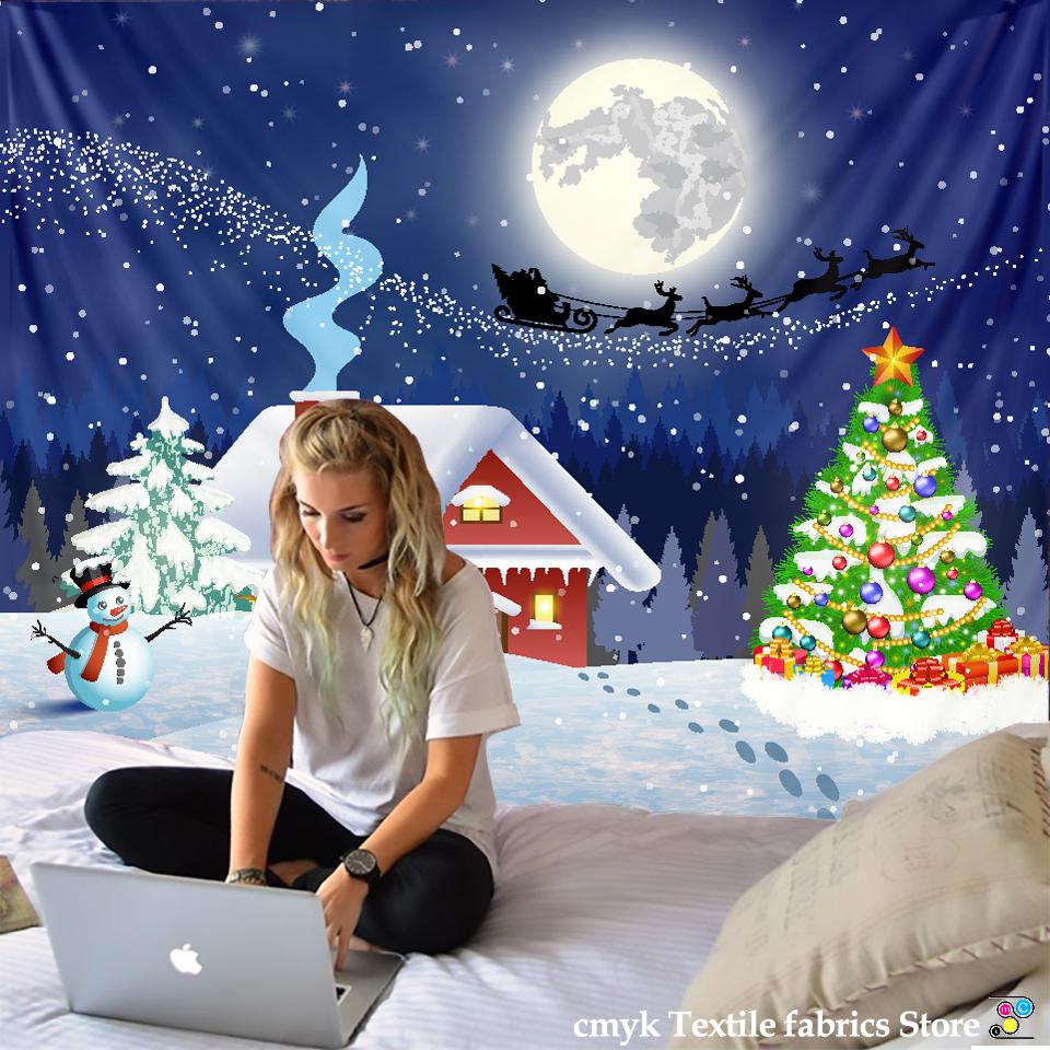 Christmas Eve Christmas Home Decor Tapestry Wall Decor Background Fabric Hippie Living Room Bedroom Tapestry tapeçaria de natal