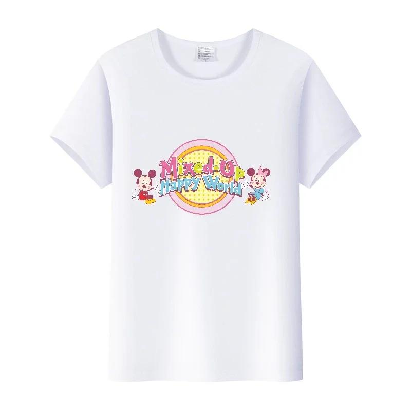 Casual Cartoon Minnie Summer Blouses T-shirt White 2000s Tees Tshirt Mickey Mouse Tops Oversized Clothes Unisex