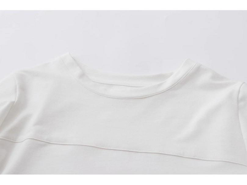 Korean Style Lace Trim Patchwork Cotton White T-Shirt