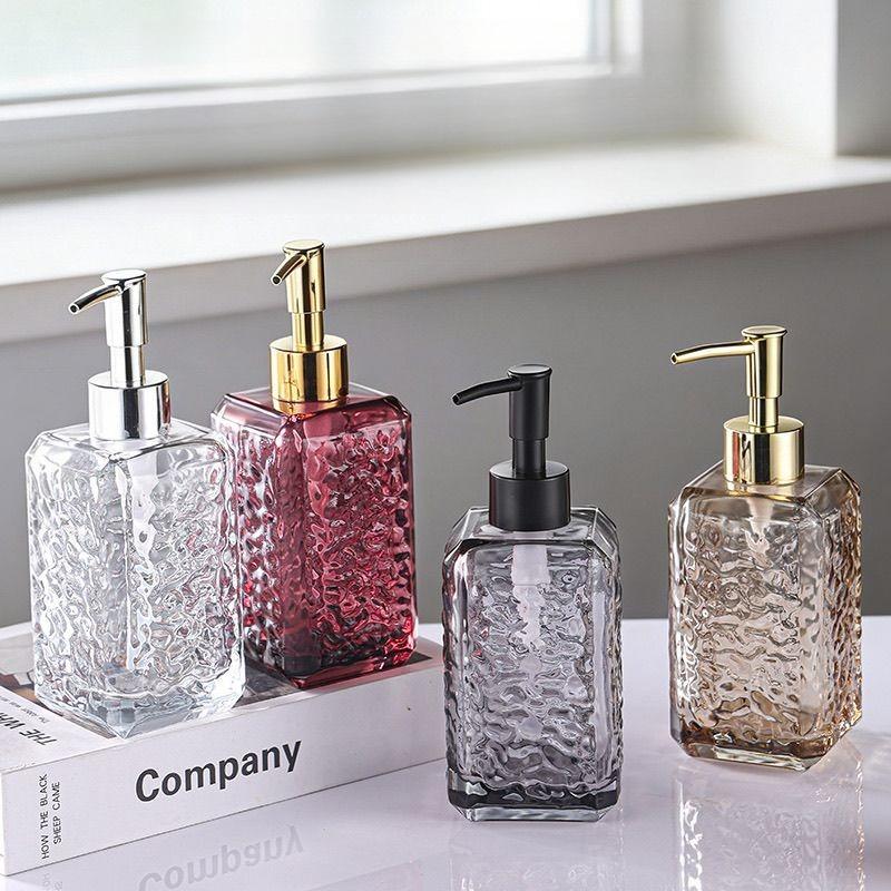 Luxury glass hand soap dispenser - press-type cosmetic refillable bottle for facial cleanser, shower gel, and other liquids