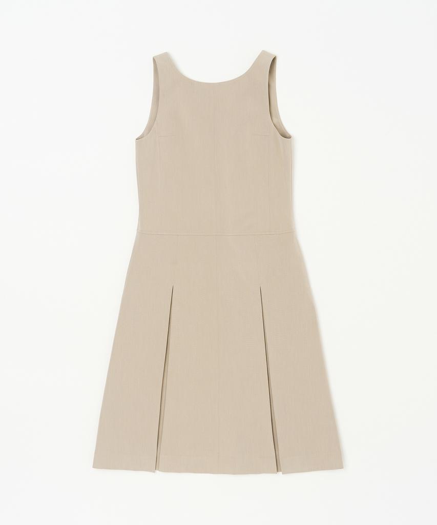 Plack Woman Front Pleated Maxi Dress Beige