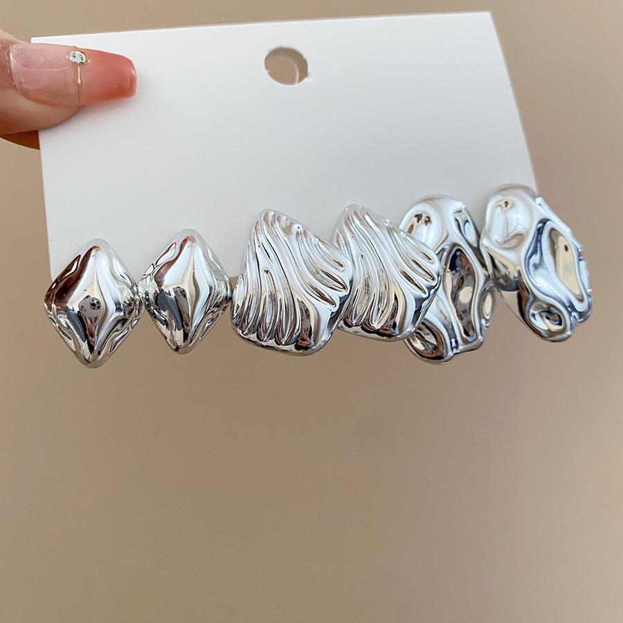 Six-Piece High-End Geometric Steel Stud Earrings Set