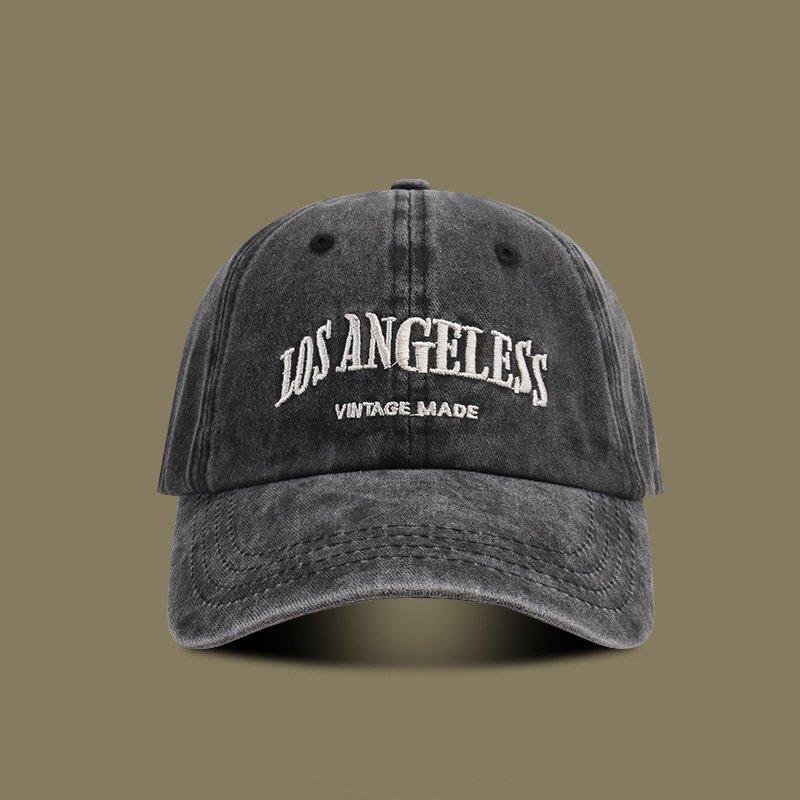 Fashion Letter Embroidered Unisex 6 Panel Curved Brim Cotton Retro Distressed Wash Style Adjustable Baseball Cap Custom Size чёрный
