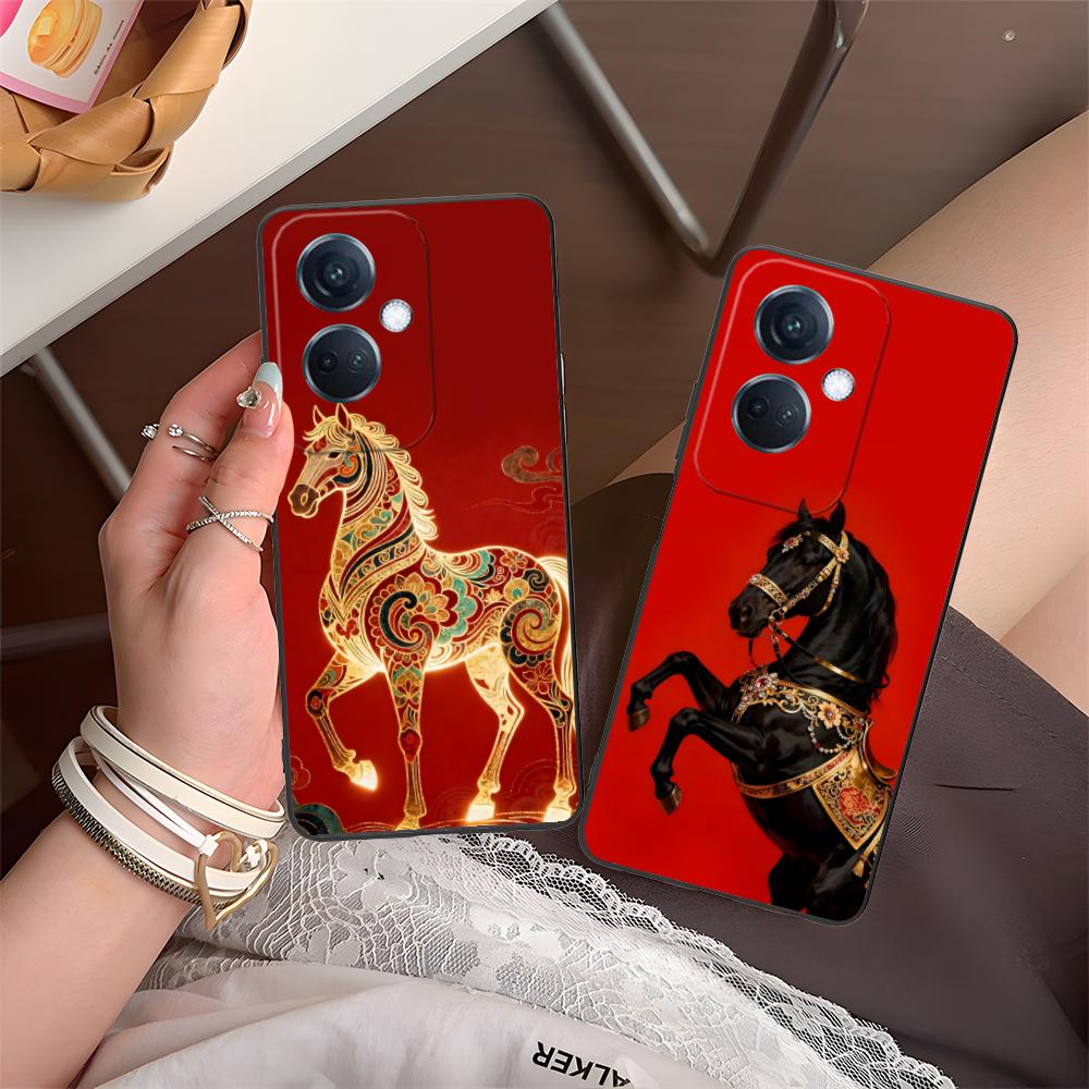 Golden Horse Year Mobile Phone Case for OPPO Reno 14 13 12 11 10 9 8 7 6 5 F T Pro 5G Colorful Printing Cover Cover Cellphones