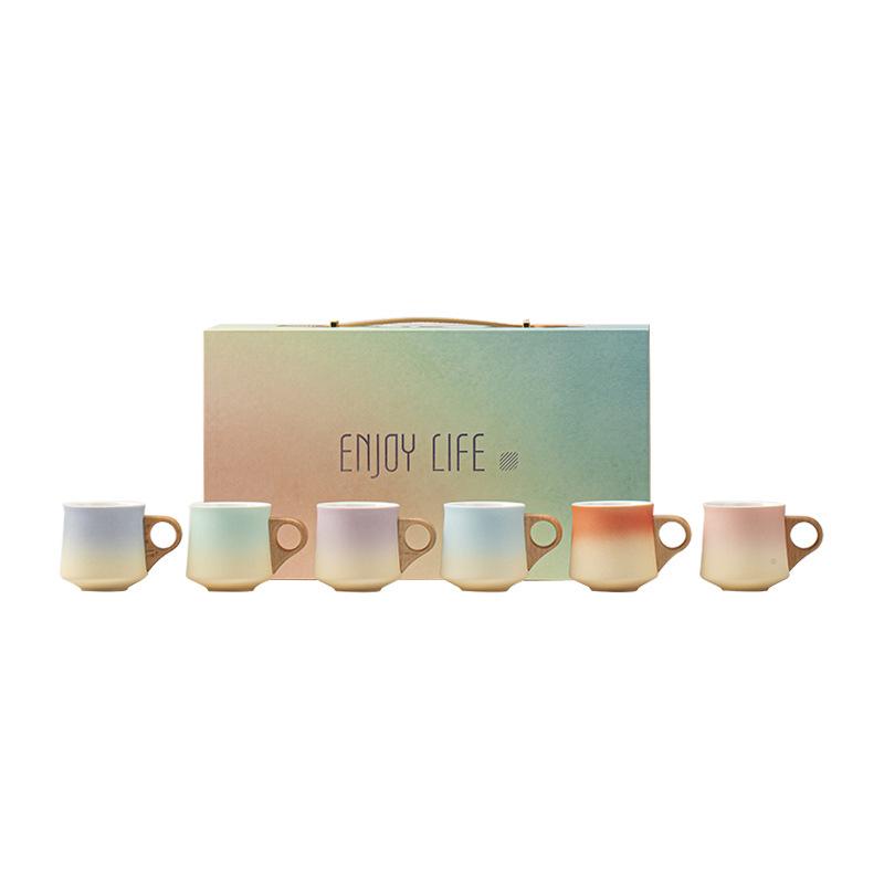 Exquisite Gradient Ceramic Tea & Coffee Cup Set - Perfect for Office or Event Souvenirs, Customizable with Logo.