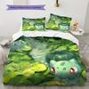 Pokémon Bulbasaur Vzor Povlečení Domácí Dekorace Narozeninový Dárek (1 * povlak na peřinu + 2 * povlak na polštář, bez jádra)