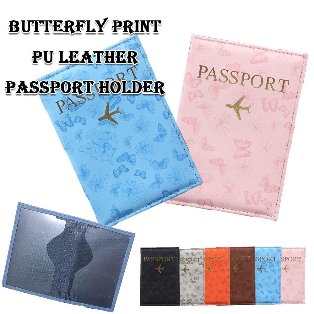 Portable Butterfly Print Passport Holder Multi-function Waterproof Passport Cover PU Leather Credit Card Case Travel