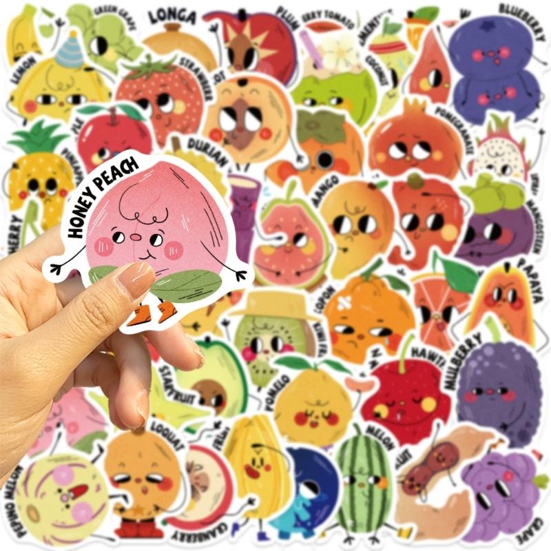 PVC Cartoon Fruit Reward Stickers Removable Adhesive For Tablets Laptops School Supplies