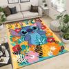 1pz Tappeto Stitch e Fiori - Antiscivolo, Lavabile in Lavatrice Poliestere Tappeto per Soggiorno, Camera da Letto, Bagno e Lavanderia - Arredamento Casa Confortevole Christm