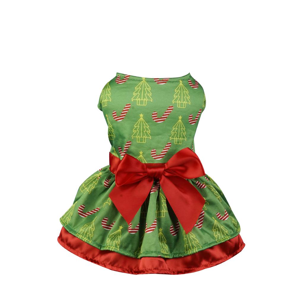 Pet clothes christmas tree dress christmas snowflake festival santa elk dress sub double red and green