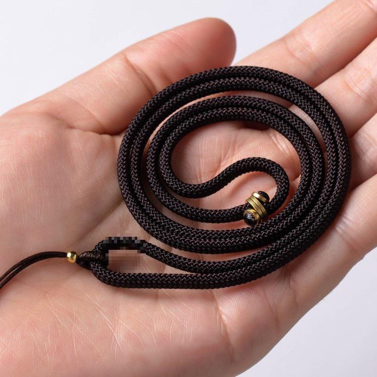 Handmade Adjustable Black and Red Woven Copper Pendant Necklace for Men and Women