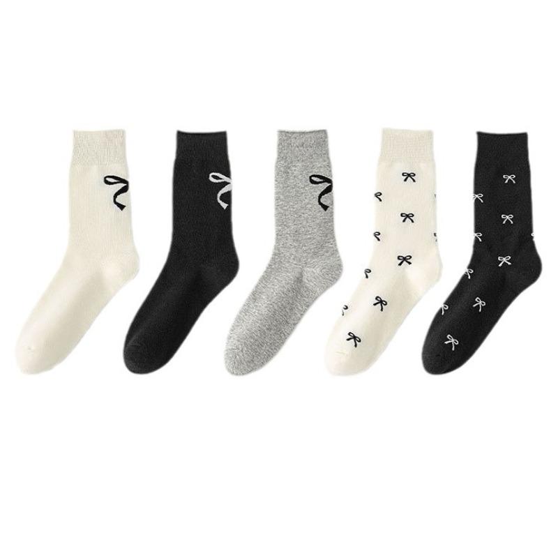 Ladies Spring and Autumn Everything Cute Heel Bow In The Tube Pile Pile Cotton Socks