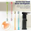 Extra-Long Brush Head Antibacterial Soft Bristle Toothbrush With Non-Slip Handle And Suction Cup Base Upright Design