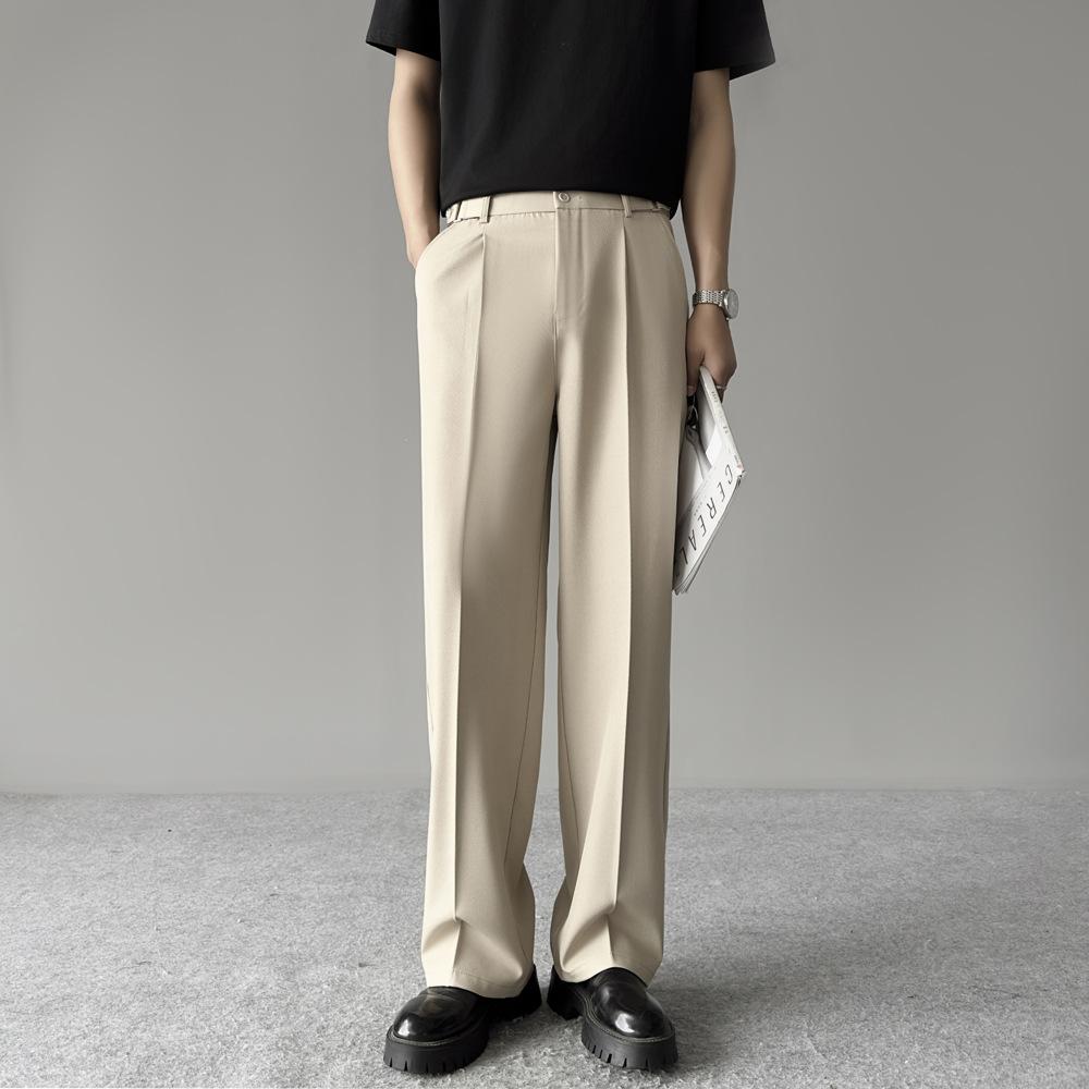 High-end business pants loose straight Korean version trendy high-quality thin drape men's casual suit long pants