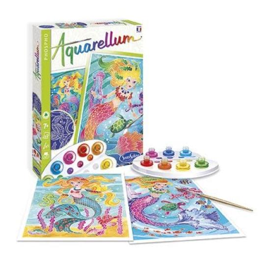 AQUARELLUM PHOSPHO Aquarellum Watercolor Painting Kit Coloring Book French Coloring Book Paint Set Type Official Japanese Product Glow-in-the-dark