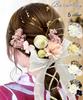 [Baramoly] Hair Accessory for Coming-of-Age Ceremony, Graduation Ceremony, Wedding, Recital, Shichi-Go-San, Flower, Tulle Ribbon, Small Flower,
