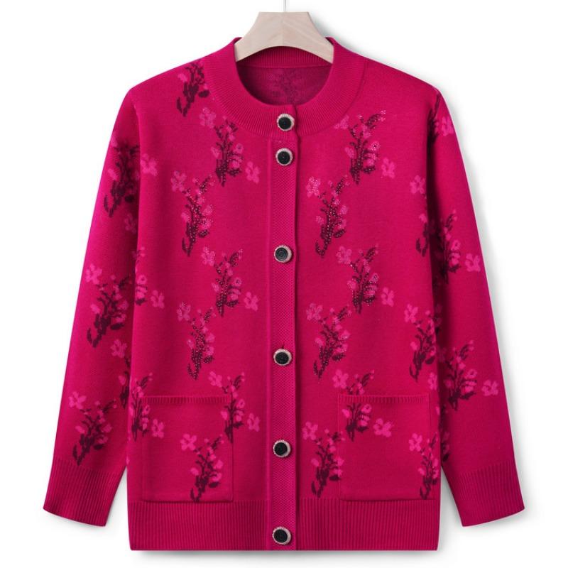 The New Mother's Autumn Sweater Jacket Medium and Old Knitted Sweater Cardigan Top the Elderly Grandma Clothes