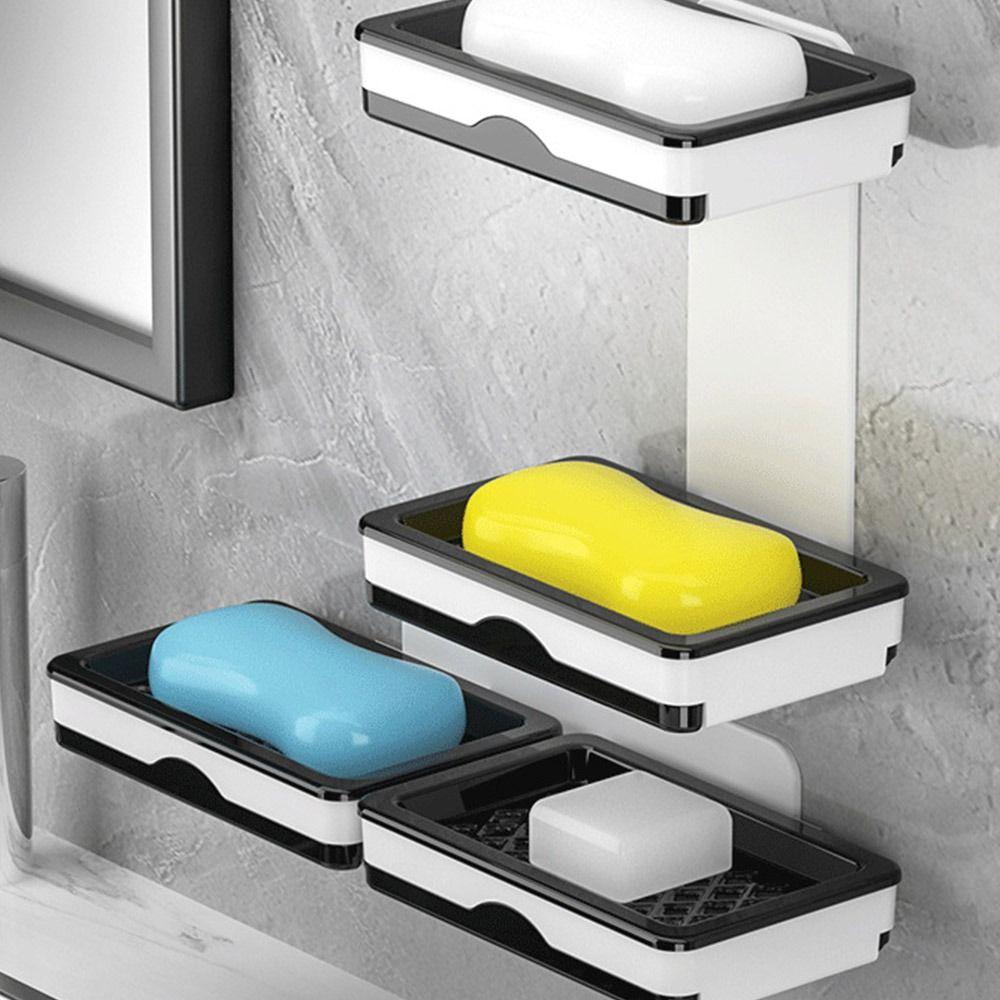 

Self Adhesive Soap Dish Holder No Drilling Soap Box Soap Storage Rack Bathroom Accessorie