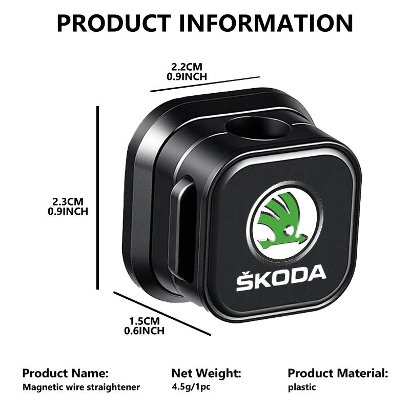 Lhwqr2 For Skoda Magnetic Protector Cable Clip Organizer USB Charger Cable Holder Cable Management Kodiaq Fabia Kamiq Karoq Octavia 2 3