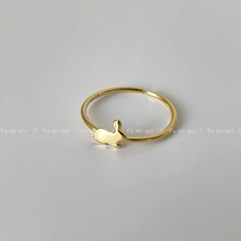 Elegant Rabbit Zircon Ring: Gold & Silver, All-Match Jewelry