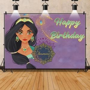 Princess Jasmine Aladdin Theme Background Children Girls Birthday Party Decoration Background Banner Baby Shower Supplies Props
