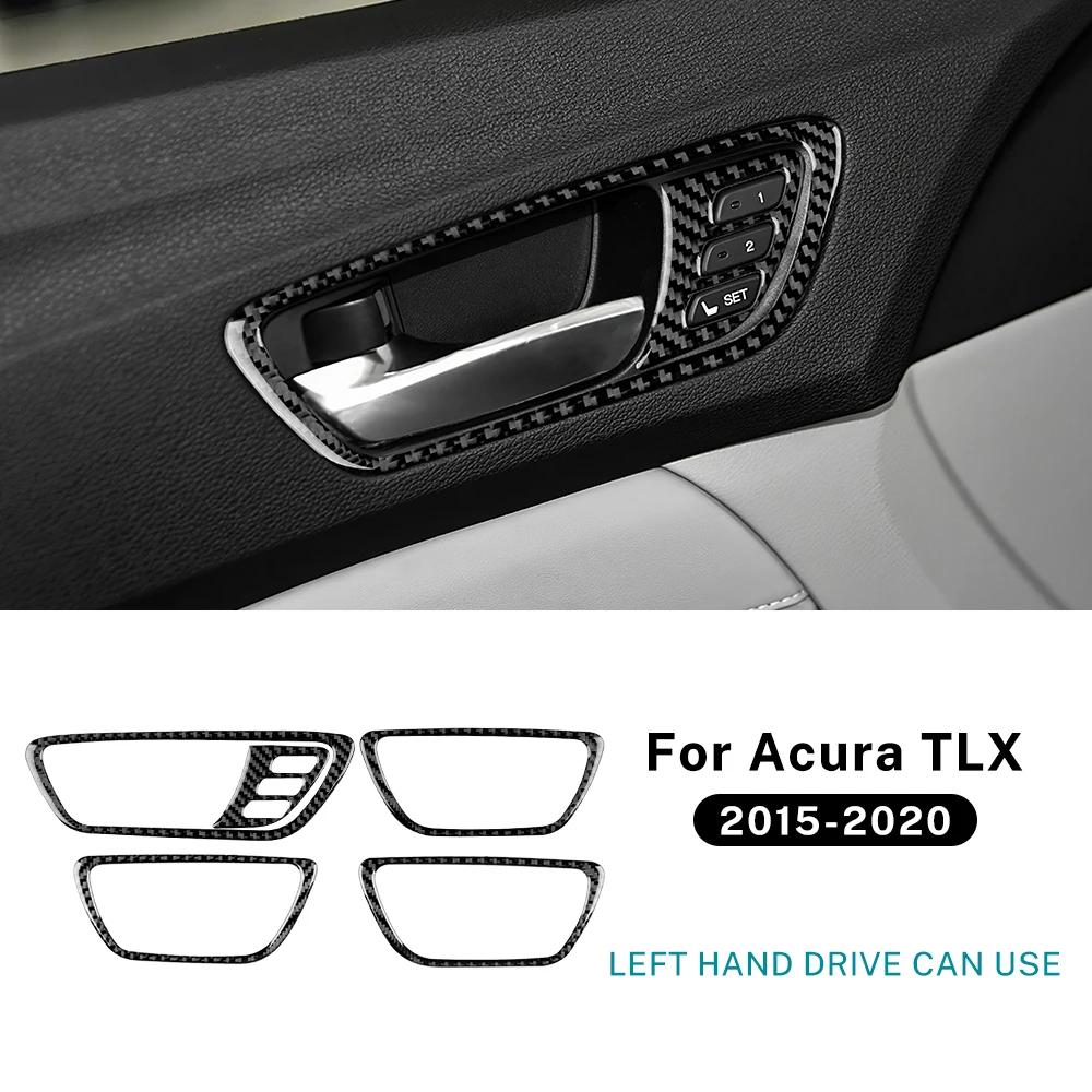 For Acura TLX 2015 2016 2017 2018   LHD Car Inner Door Handle Frame Trim Accessories Real Soft Carbon Fiber Sticker
