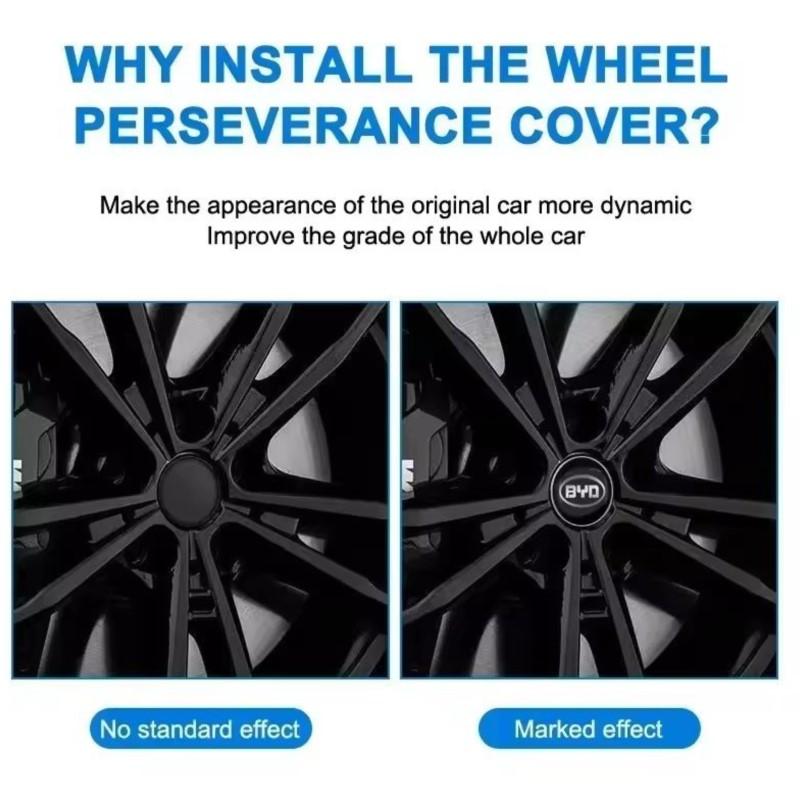 4PCS Car Wheel Center Hub Caps Cover Sticker Decals For BYD Atto Yuan Plus Song Plus Seal Seagull Dolphin Sealion Accessories