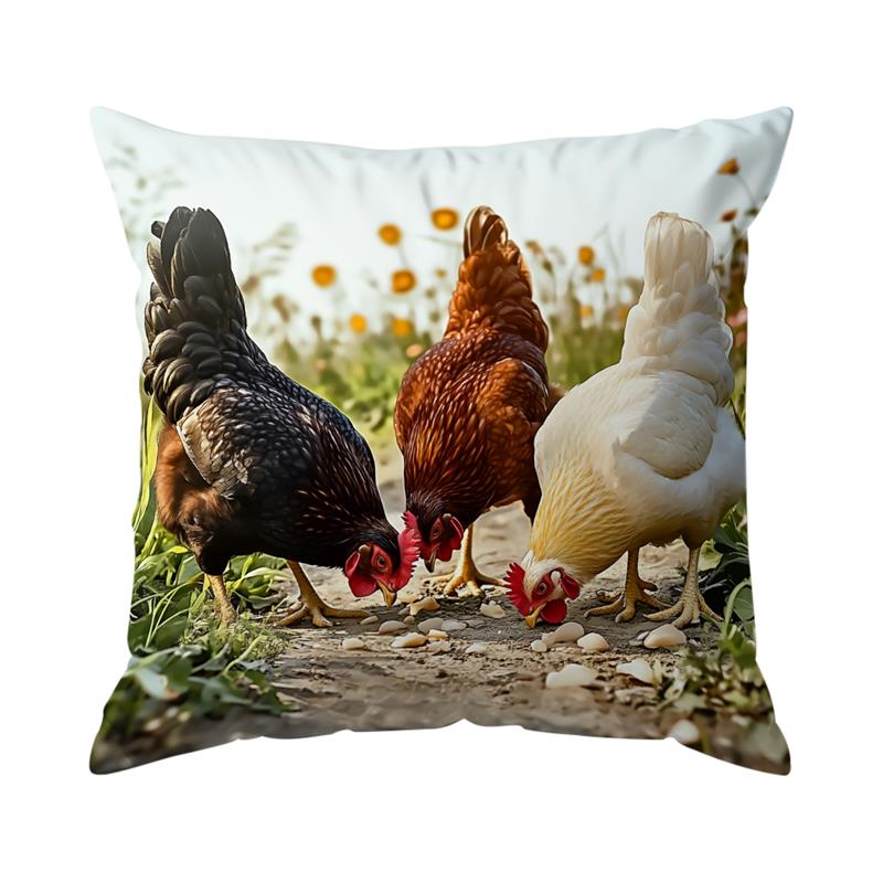 1 Stück Hahn Kissenbezug Für Zuhause Wohnzimmer Schlafzimmer Sofa Büro Dekorative Kissenhülle Weiche Kuschelkissen 45X45cm