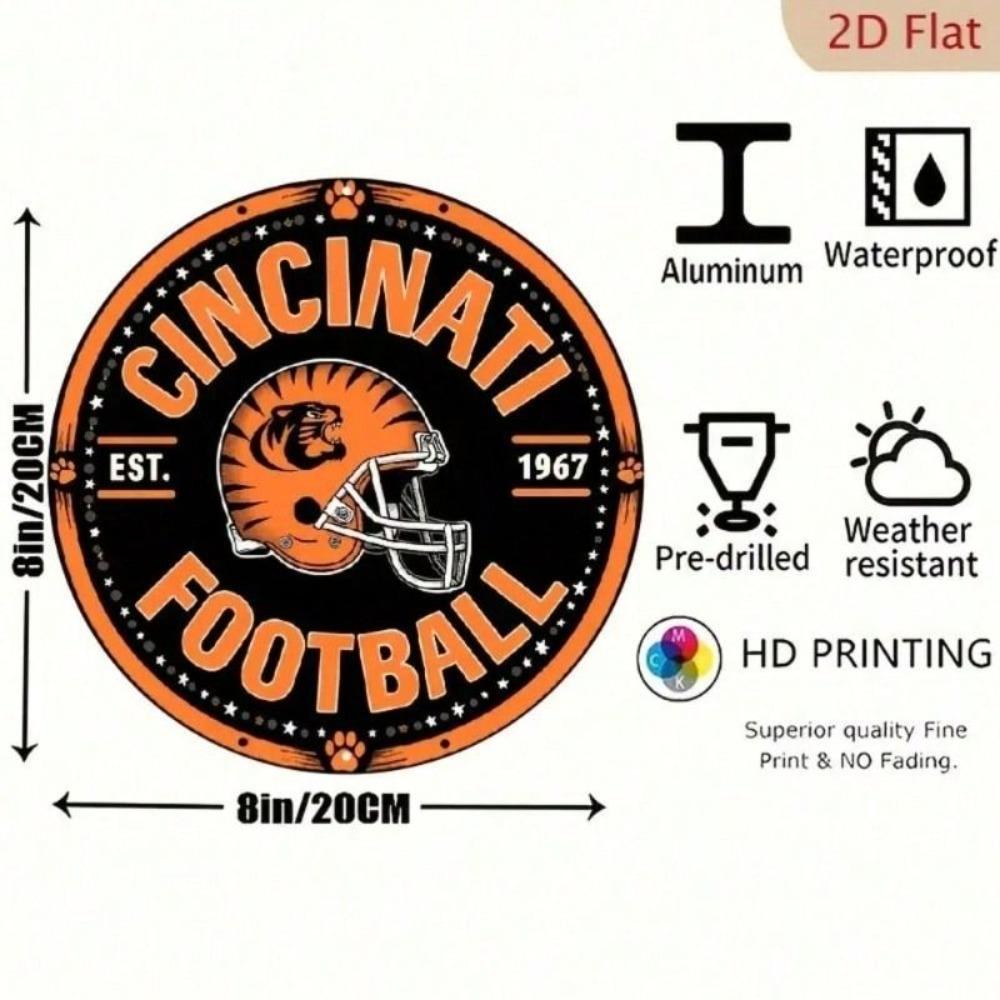 Metal Poster for Wall, Cincinnati Licensed 12x12 Inch Fan Decor for Garage