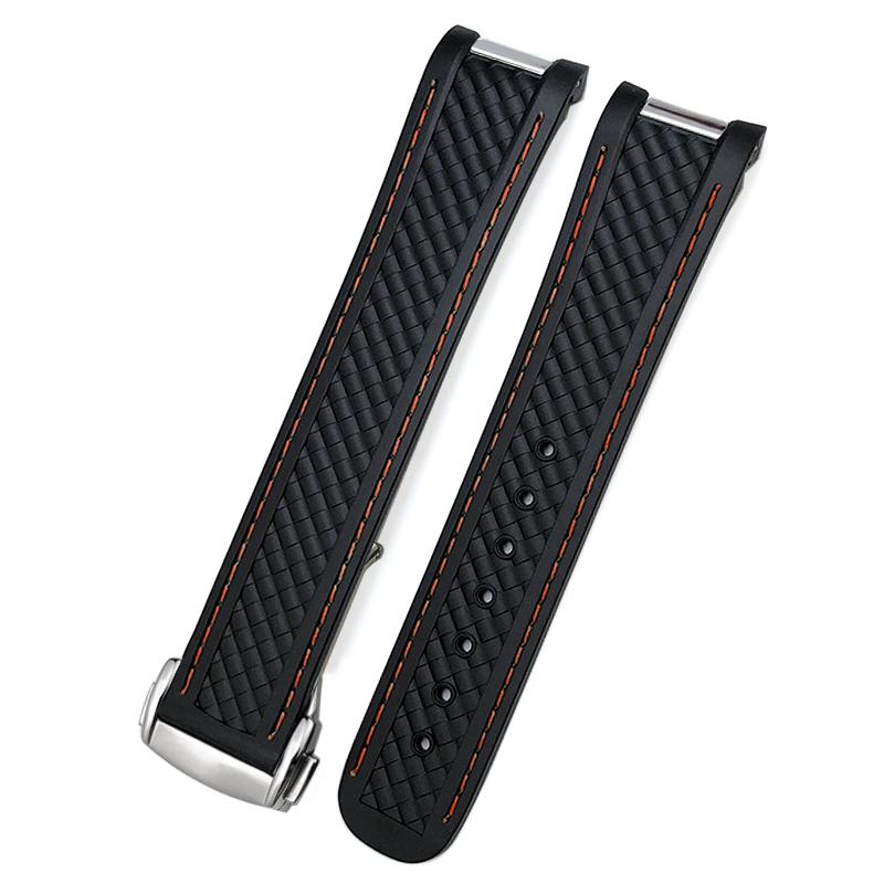 New Curved End Soft Watchband for Omega Aqua Terra 150 18mm 19mm 20mm Black Green Yellow Colorful Rubber Silicone Watch Strap