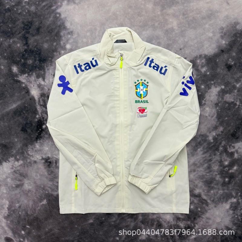 Brazil National Team Collar Jacket Neymar Same Style Waterproof Outdoor Football Coat Men