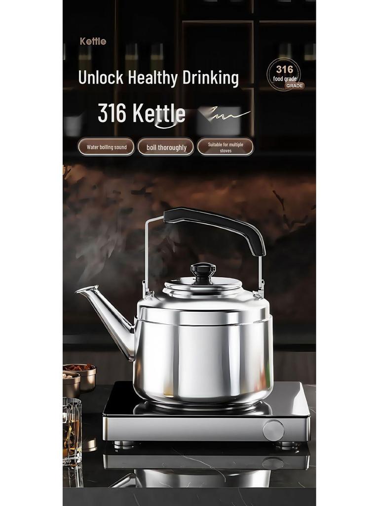 2025 Extra Thick 316 Stainless Steel Whistling Kettle, Large Capacity for Open Flame and Gas Stove