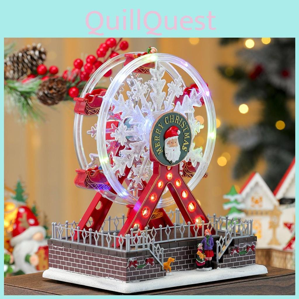 Themed Claus Santa Luminous Ferris Wheel Music Box For Christmas Decoration