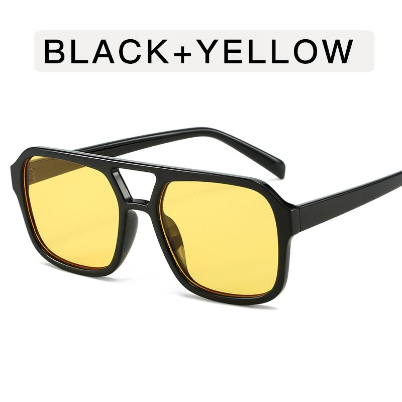 New Retro Women Sunglasses Double Beam Trendy Advanced Design Eyeglasses Square Personalized Large Frame Sun Glasses Uv400