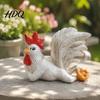 Shelf Decorations for Living Room White Rooster Statue with Enchanting Posture & Long Eyelashes Creative Table Art Sculpture Funny Resin Pastoral