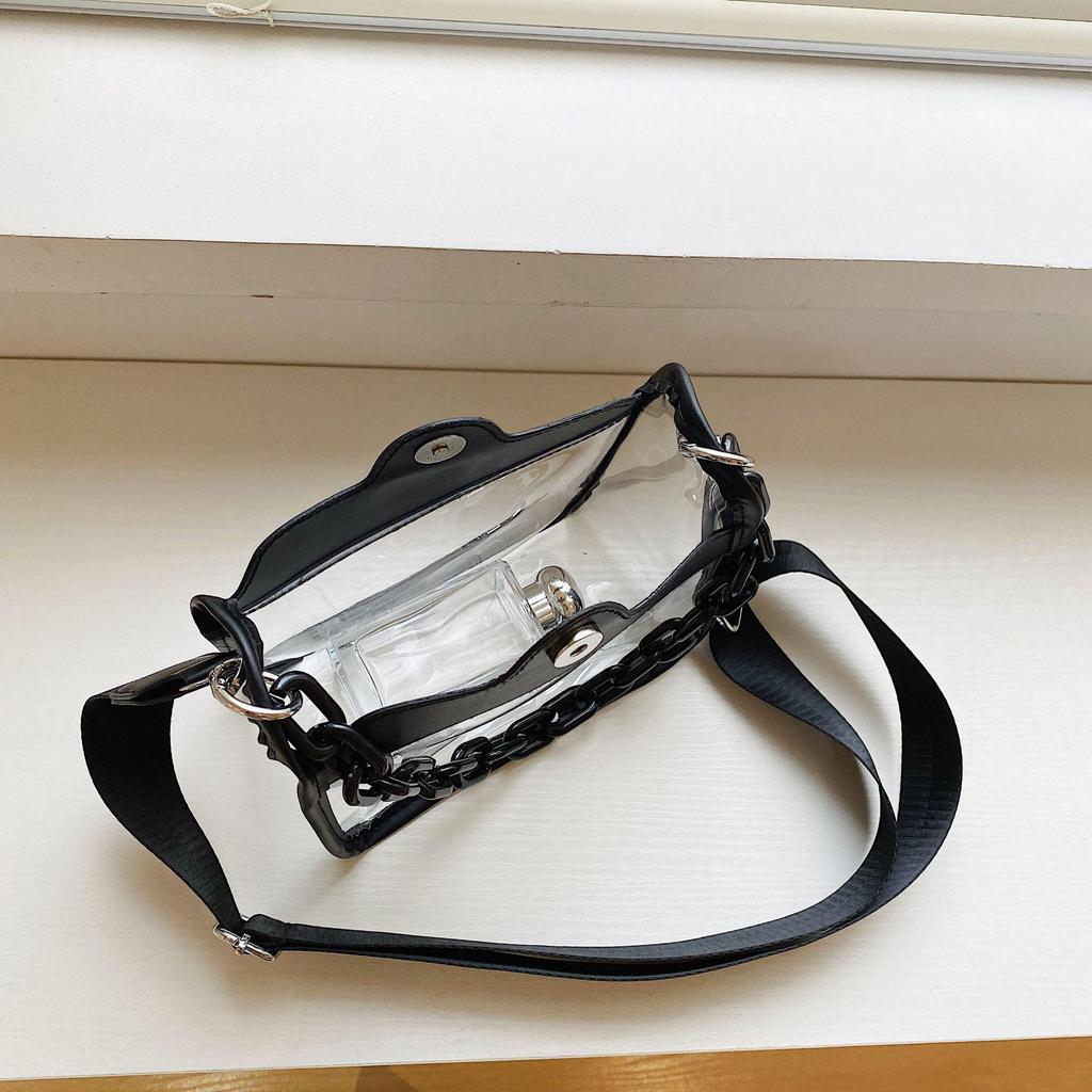 Women's Waterproof PVC Jelly Crossbody Chain Bag - Transparent Mini Phone Purse