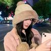 Hat Women's Thickened Warm Autumn and Winter Cute Knitted Cold-proof Plush Ear Protector Hat Down Ski Hat