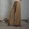 unifree Deer Print High-Waisted Loose Wide-Leg Casual Pants