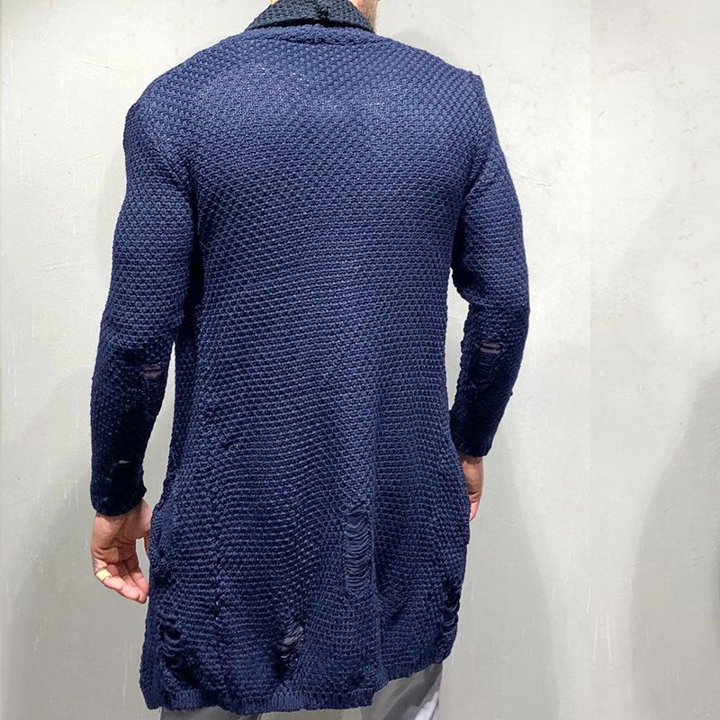 Autumn-Winter Men's Mid-length Loose Knit Cardigan - European & American Muscular Style Sweater