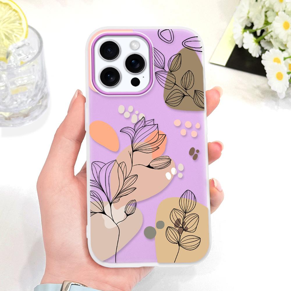 

Simple Flowers Phone Case For IPhone 14 13 12 11 Pro Max Mini 7 8 6 6S Plus X XS XR SE 2020 2022 Candy Colored Cover iPhone XR світло-фіолетового кольору