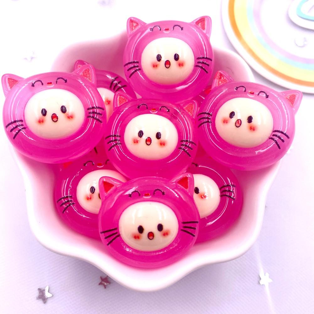 Resin Colorful Noctilucent Clear Candy Color Tiger Rabbit Cats Dog Flat back Cartoons Figurines 6PCS Scrapbooks DIY Decor Crafts