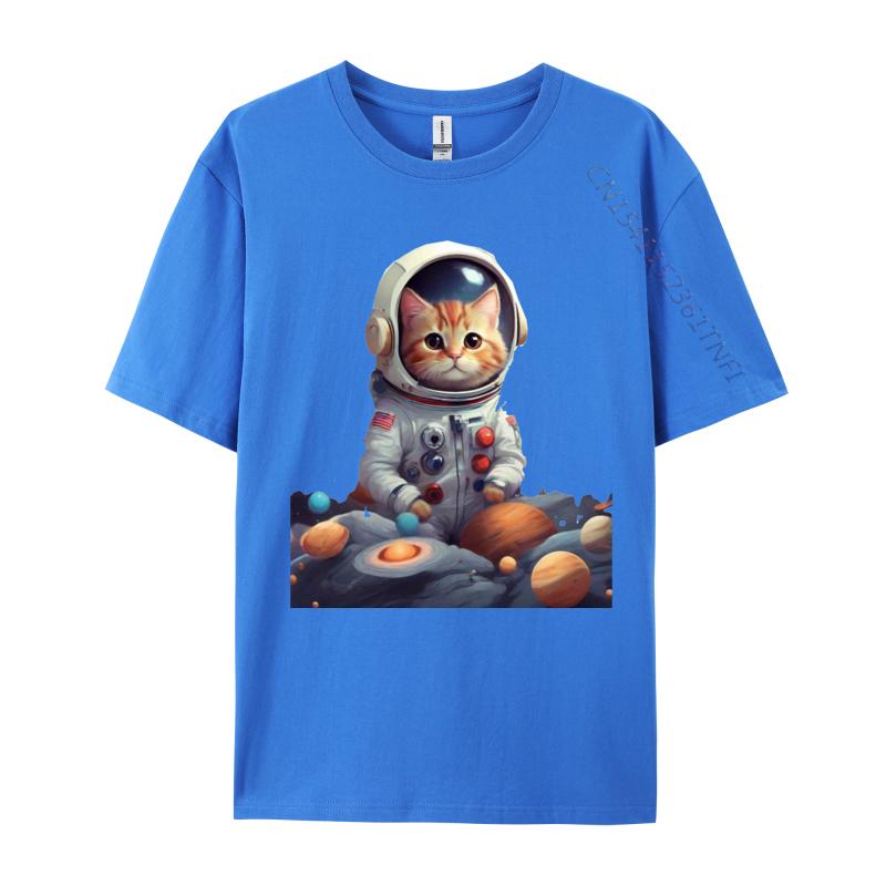 Space Cat TShirt Discount VALENTINE DAY Premium Cotton Tops Tees Tops Shirts Cat In Space Funny Shirts