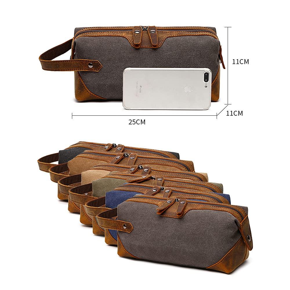 Whatna Mini Second Thick Canvas and Natural Cowhide Leather Clutch Small Makeup Perfect for and Other Small Men's Bag, Bag, Bag, Casual, Formal,