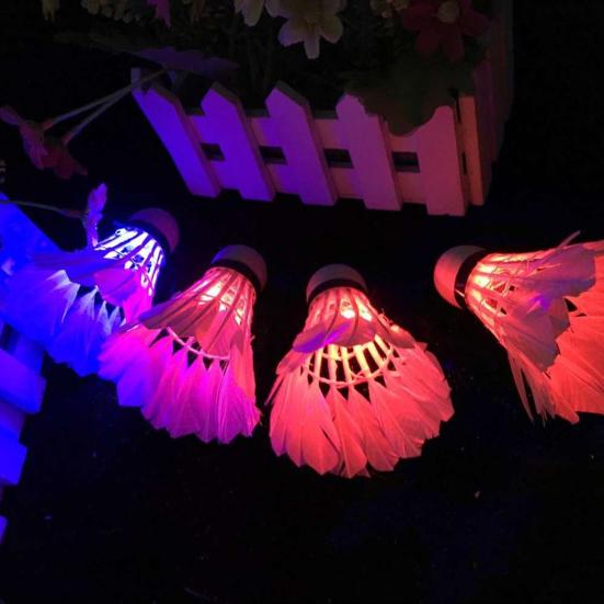 Luminous Shuttlecock Night Glow Windproof Goose Feather Colourful Led Glowing Badminton Ball for Outdoor Activities