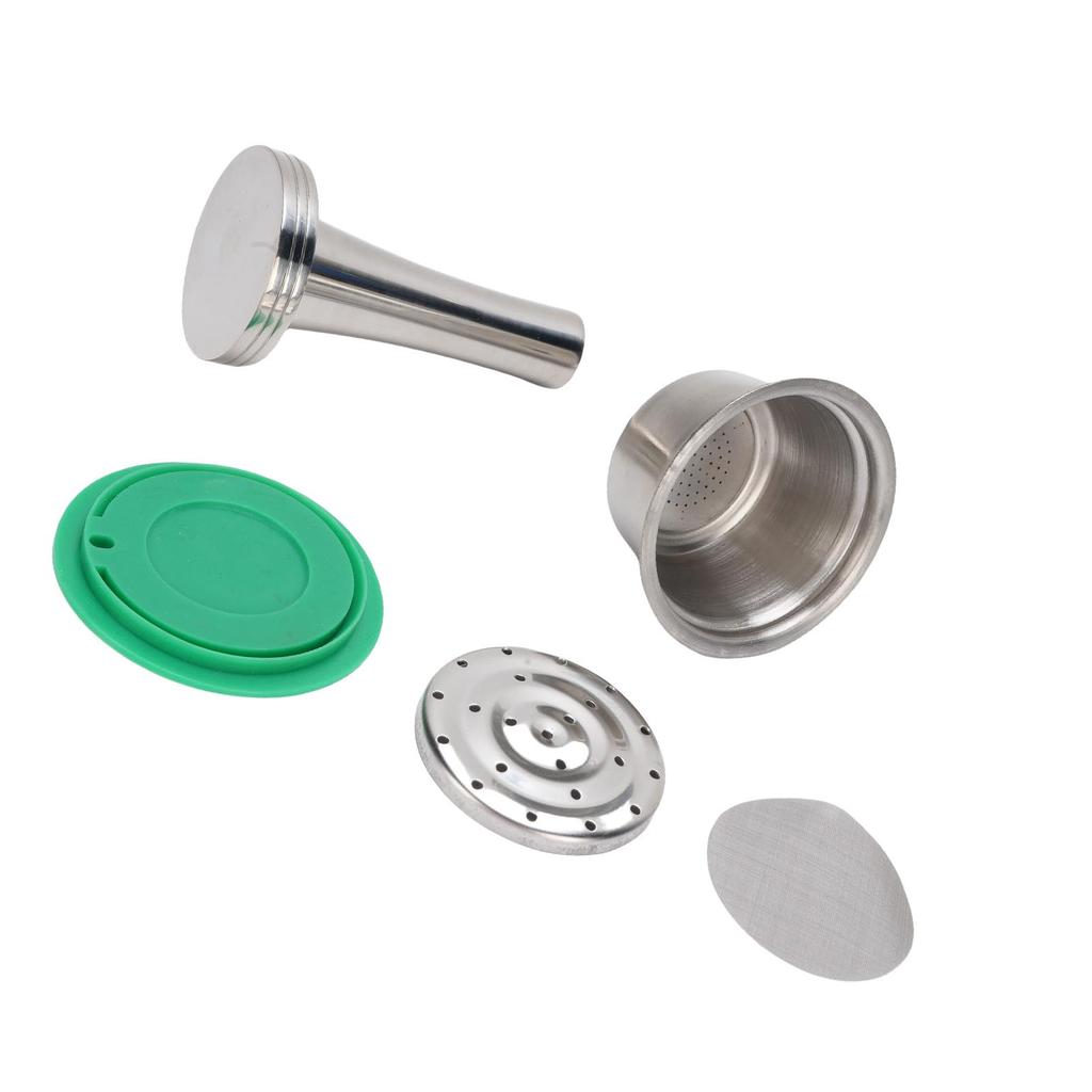 Coffee Capsule Reusable Stainless Steel Coffee Pod with Coffee Tamper Spoon Brush Coffee Machine Supplies