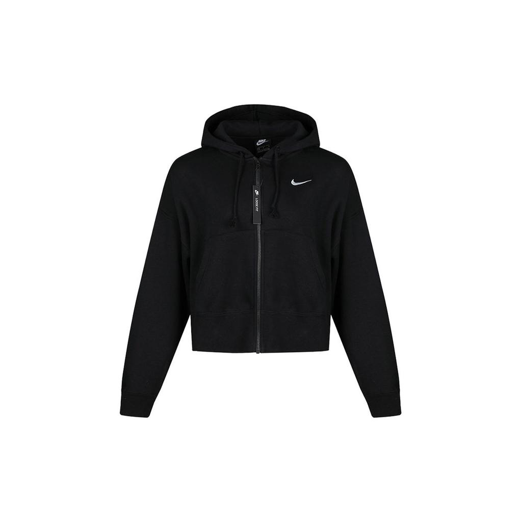 Nike Short Fleece Hooded Jacket Women Jackets Black CK1506-010